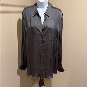 Banana Republic Gray Satin Blouse